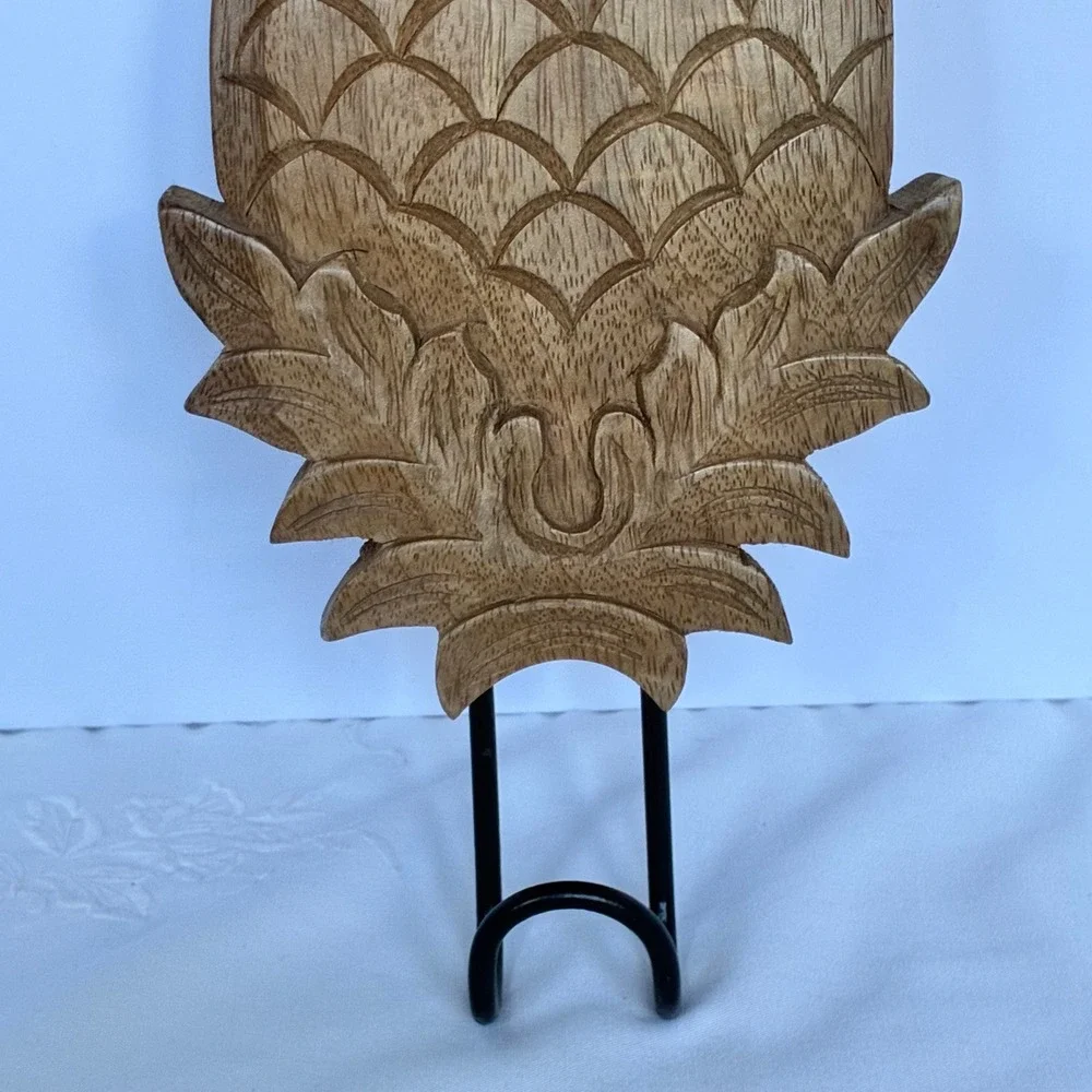 Pineapple Wall Hook Wood Tropical Coastal Boho Tiki Entryway Towel Hook Island